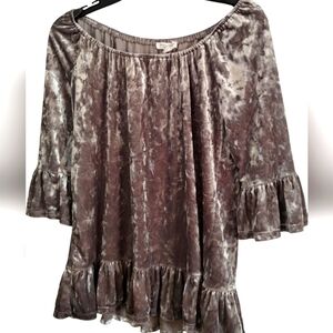 Crushed Velvet Top with Bell Sleeves